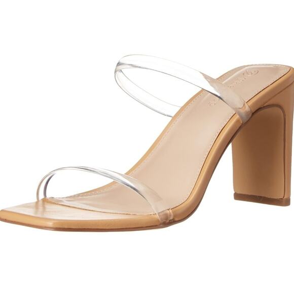 The Drop Women's Avery Square Toe Two Strap High Heeled Sandal, Clear, 11 - Picture 1 of 6